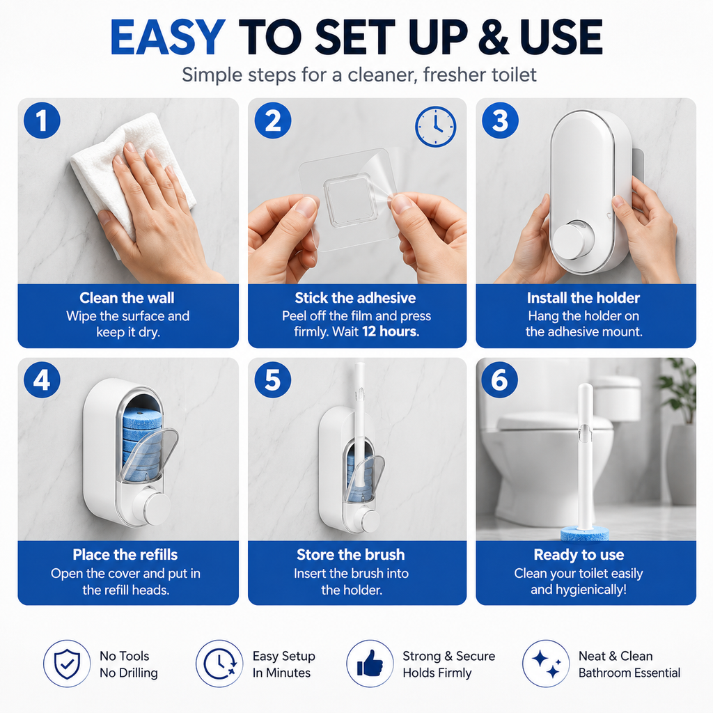 Disposable Toilet Brush Kit | No-Touch Toilet Cleaner