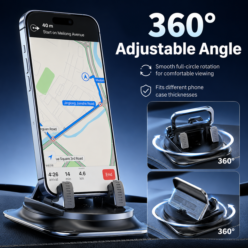 🔥HOT SALE 360° Car Phone Mount, Fits Dashboard & Windshield