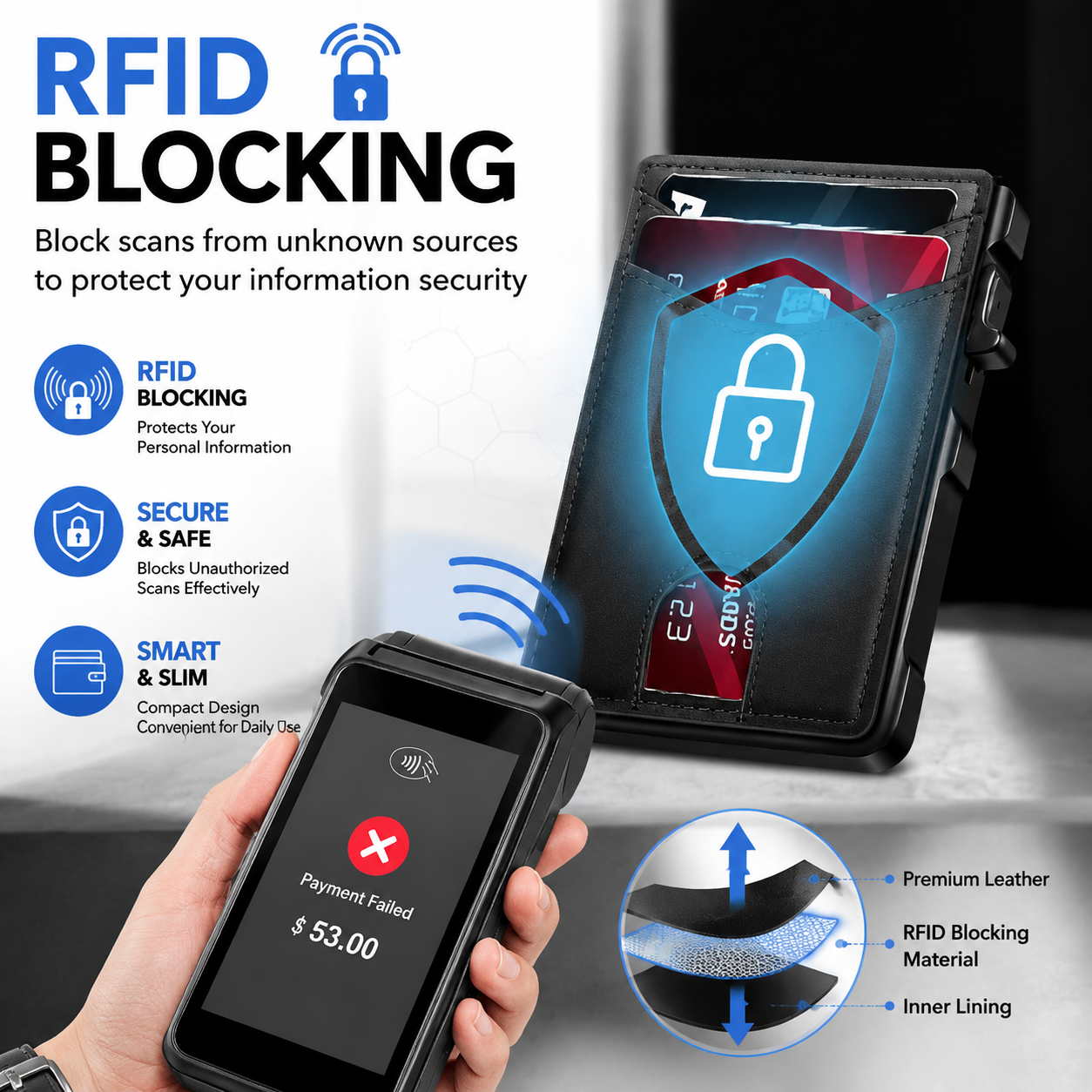 🔥New RFID Blocking Minimalist Pop-Up Wallet | One-Second Card Eject Design & Ultra Slim Pocket Wallet