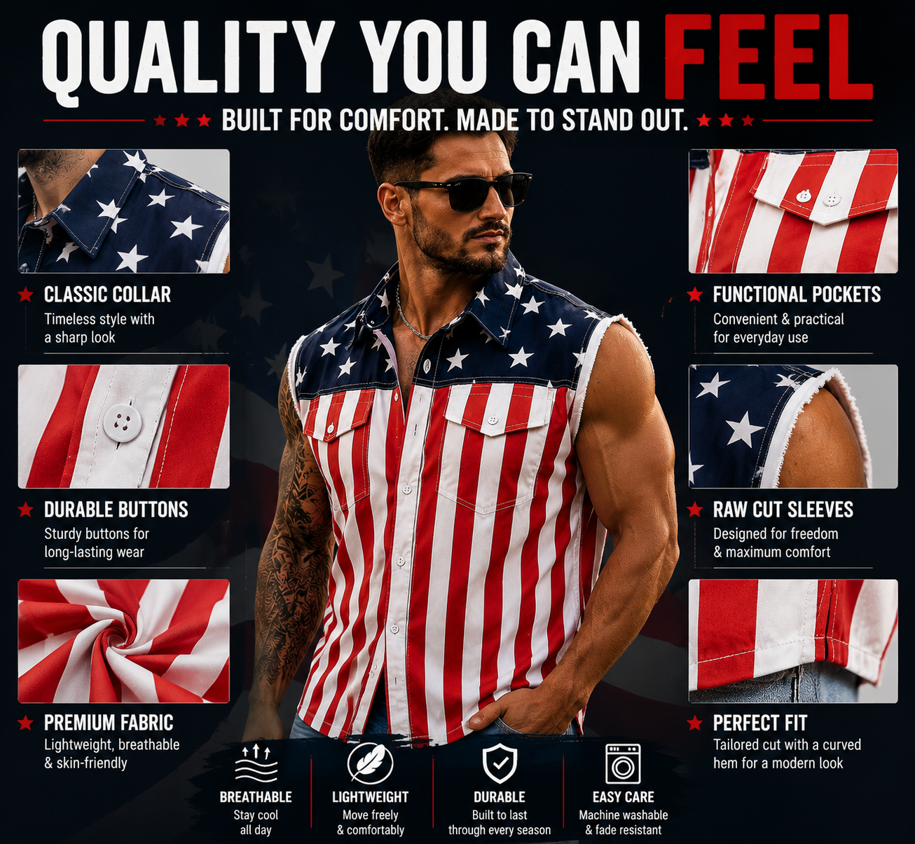 🔥 American Flag Denim Vest USA 250th Birthday Independence Day Sleeveless Unisex Summer Casual Jacket