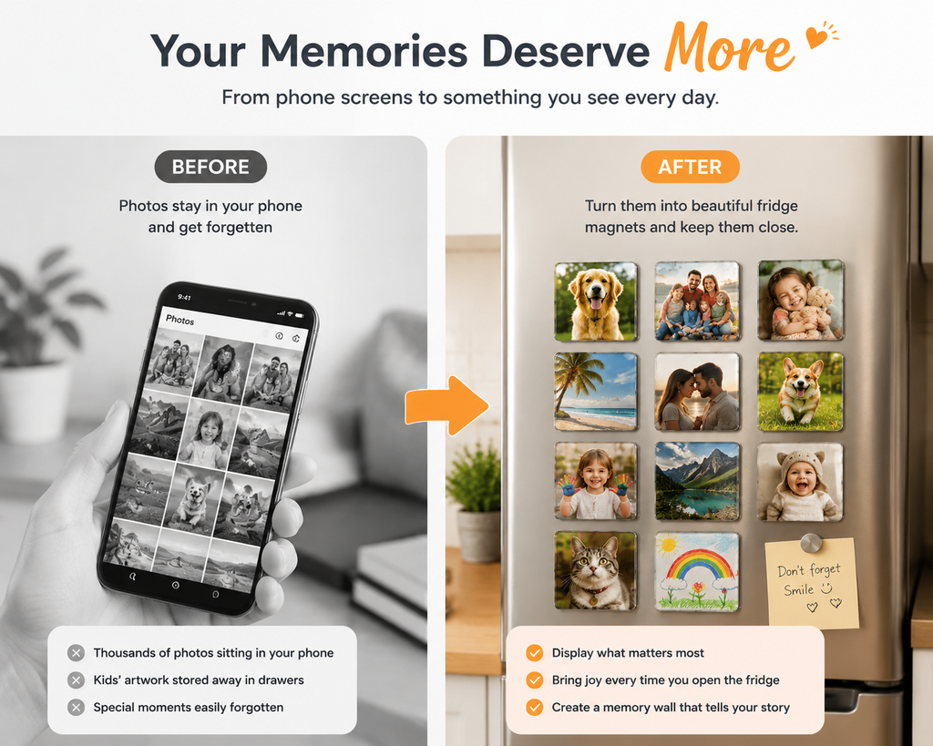 📸 DIY Photo Fridge Magnets Kit – Create Personalized Memory Keepsakes