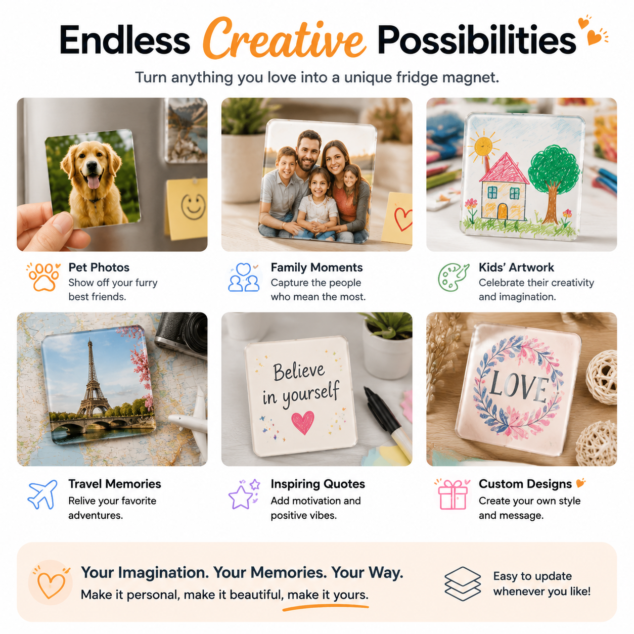 📸 DIY Photo Fridge Magnets Kit – Create Personalized Memory Keepsakes