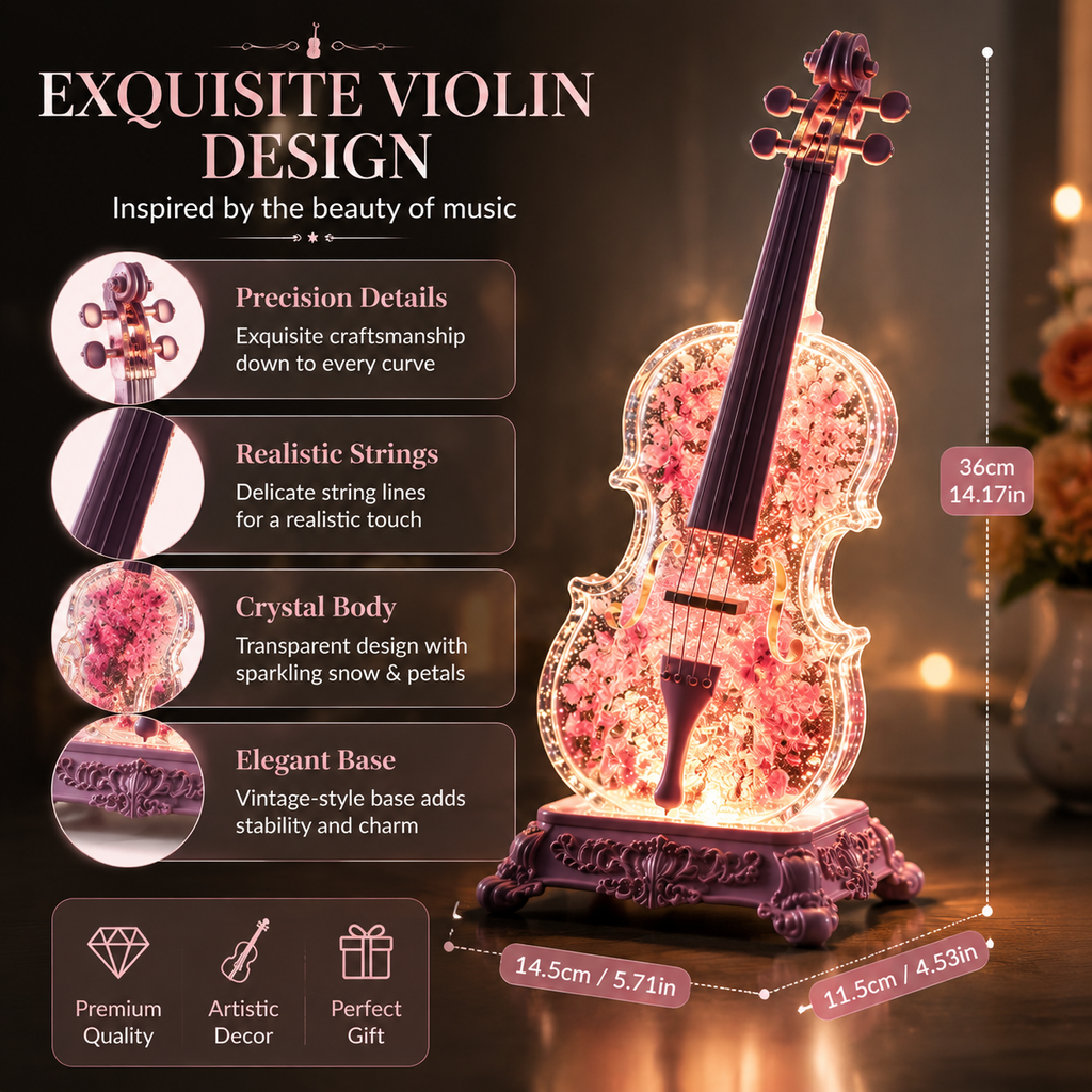 🎻 Crystal Violin Music Box – Bluetooth Speaker With Dream Light & Snow Effect