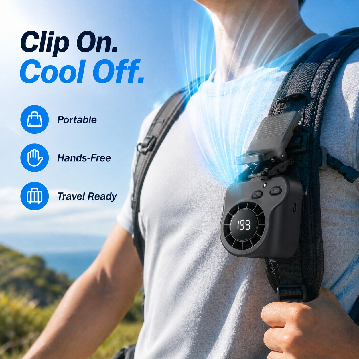⚡8400+ sold🌀Car Clip Fan with 360° Rotation & USB Rechargeable