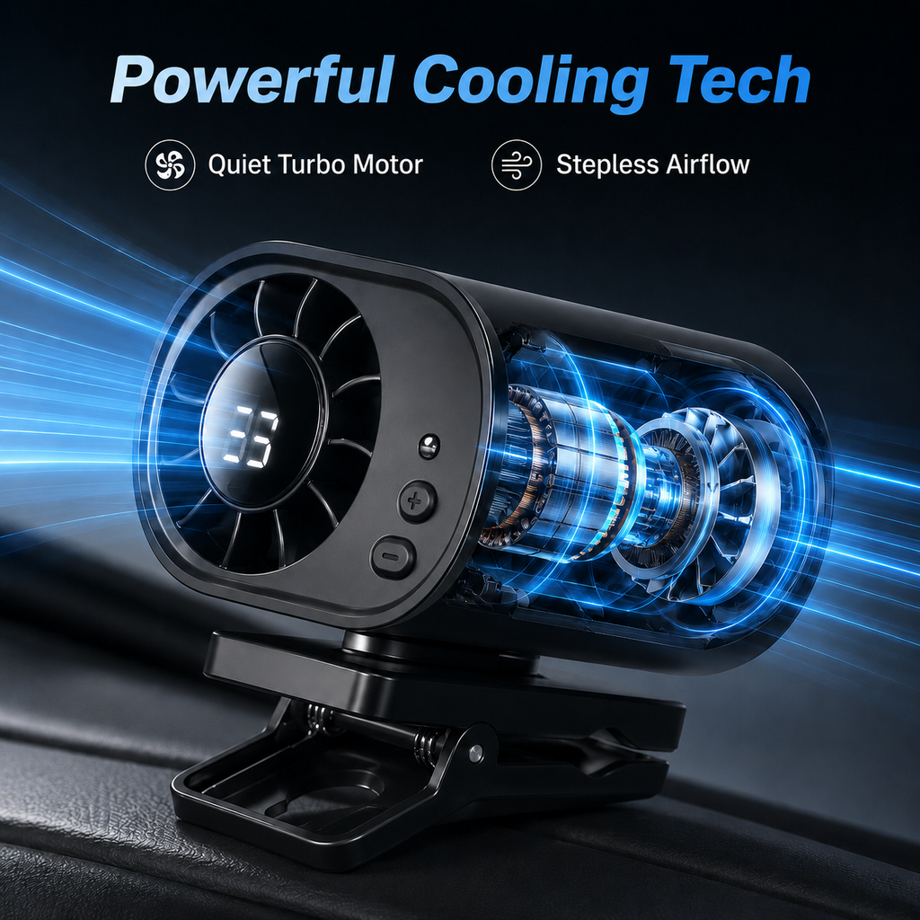 🔥8400+ sold🌀Car Clip Fan with 360° Rotation & USB Rechargeable