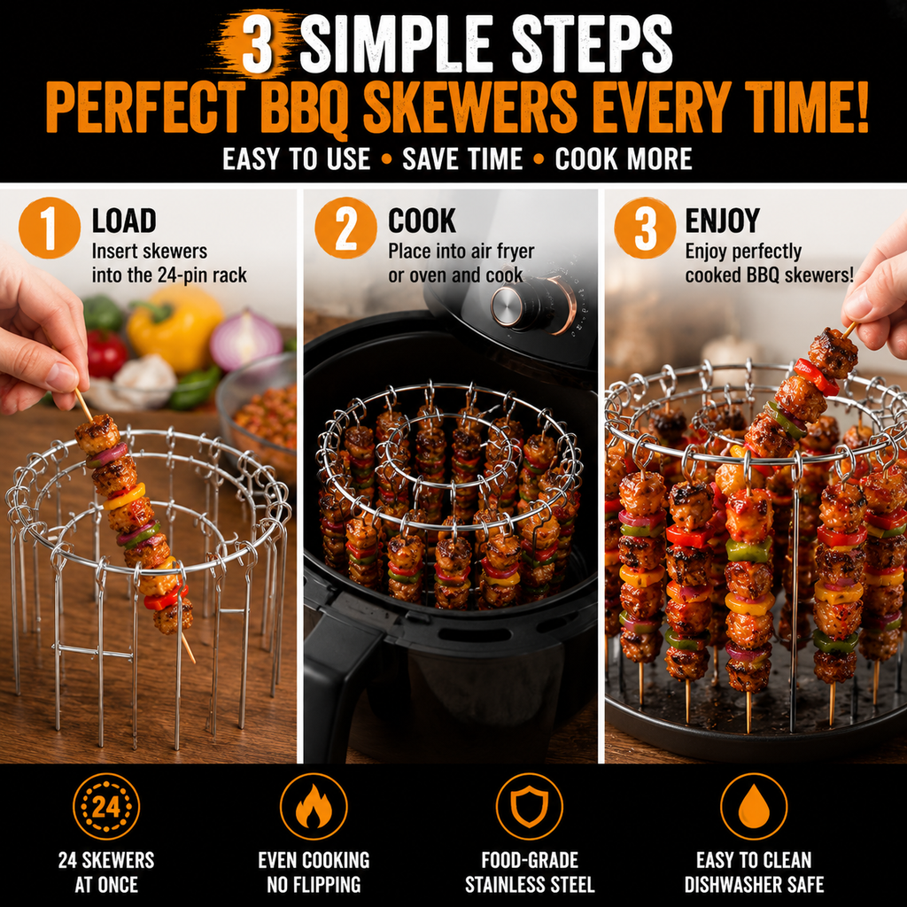 🔥Cook 24 Skewers at Once – No Flipping, No Mess, No Effort