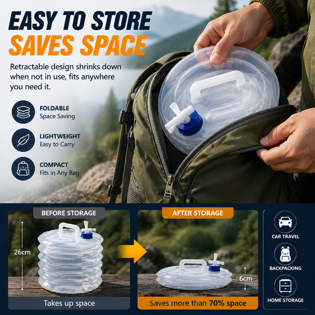🔥 Last Day Sale | 🏕️ Foldable Camping Water Container – 5L/10L/15L Portable Water Bucket