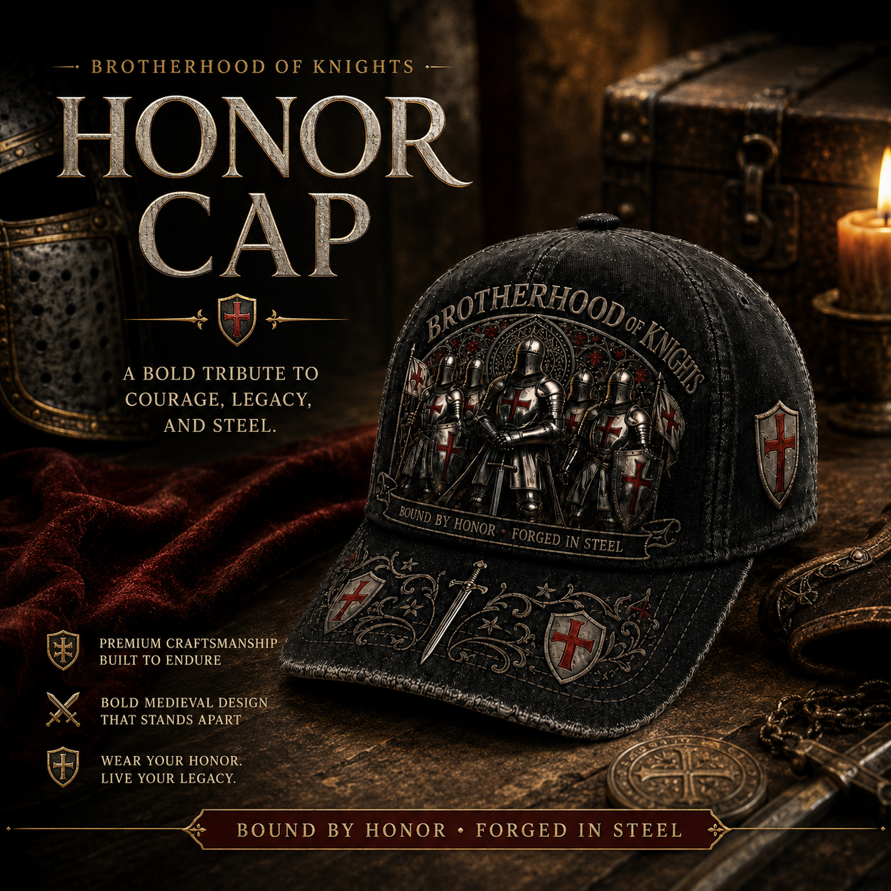 ⚡ Bound By Honor Forged In Steel – Knights Templar Cap