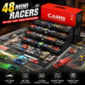 🚨⏳ Last Day 50% OFF! 🚗 48PCS Pull-Back Alloy Racing Car Set | 4-Layer Garage Storage & Racing Track Play Mat 🎁