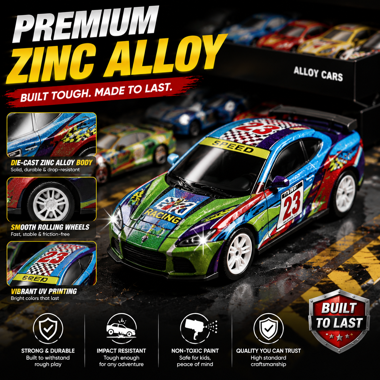 🚗 48PCS Pull-Back Alloy Racing Car Set | 4-Layer Garage Storage & Racing Track Play Mat 🎁（副本）