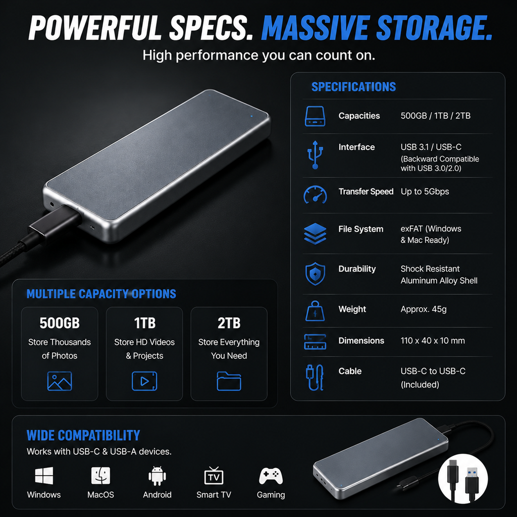 🔥 LAST DAY 50% OFF-Portable External SSD – Protect Your Photos, Videos & Important Files