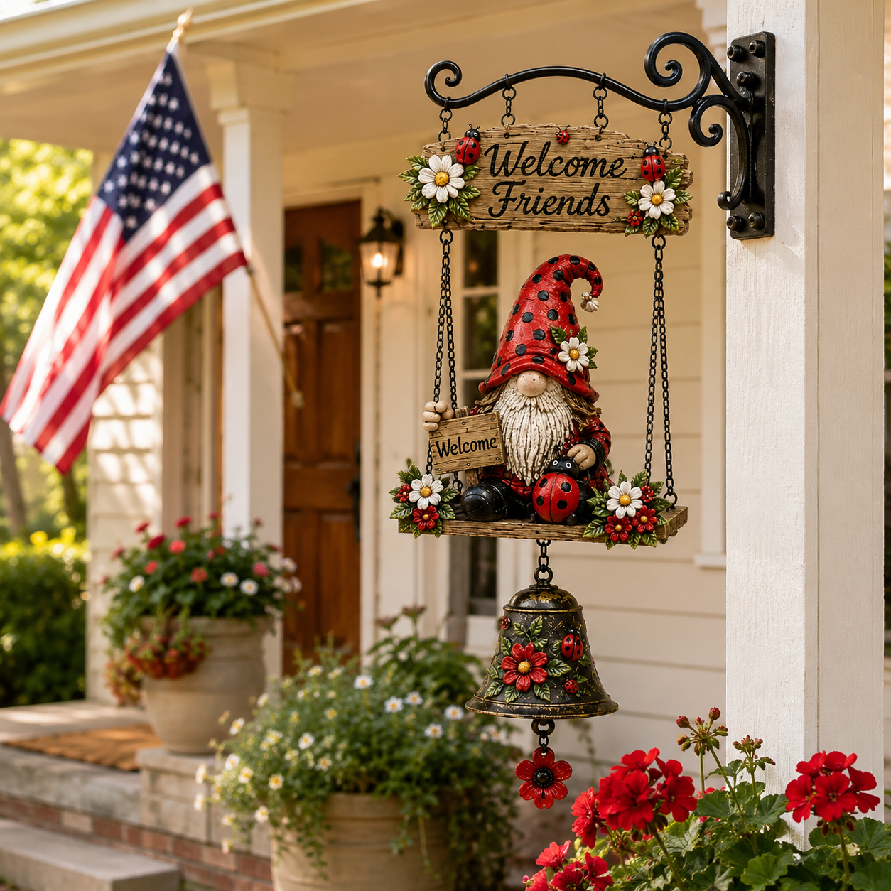 🔔🔥Hot Sale 50% OFF 🐞🔔 Rustic Garden Gnome Bell