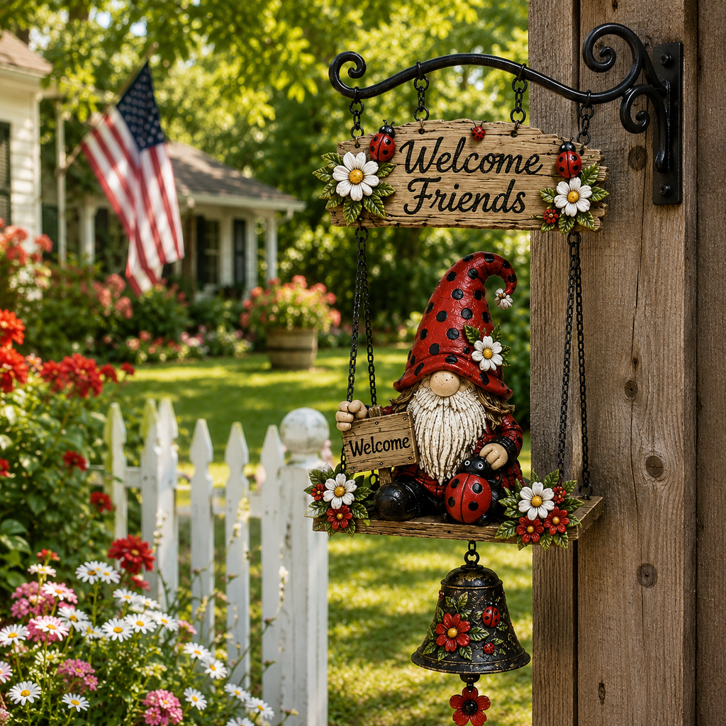 🔔🔥Hot Sale 50% OFF 🐞🔔 Rustic Garden Gnome Bell