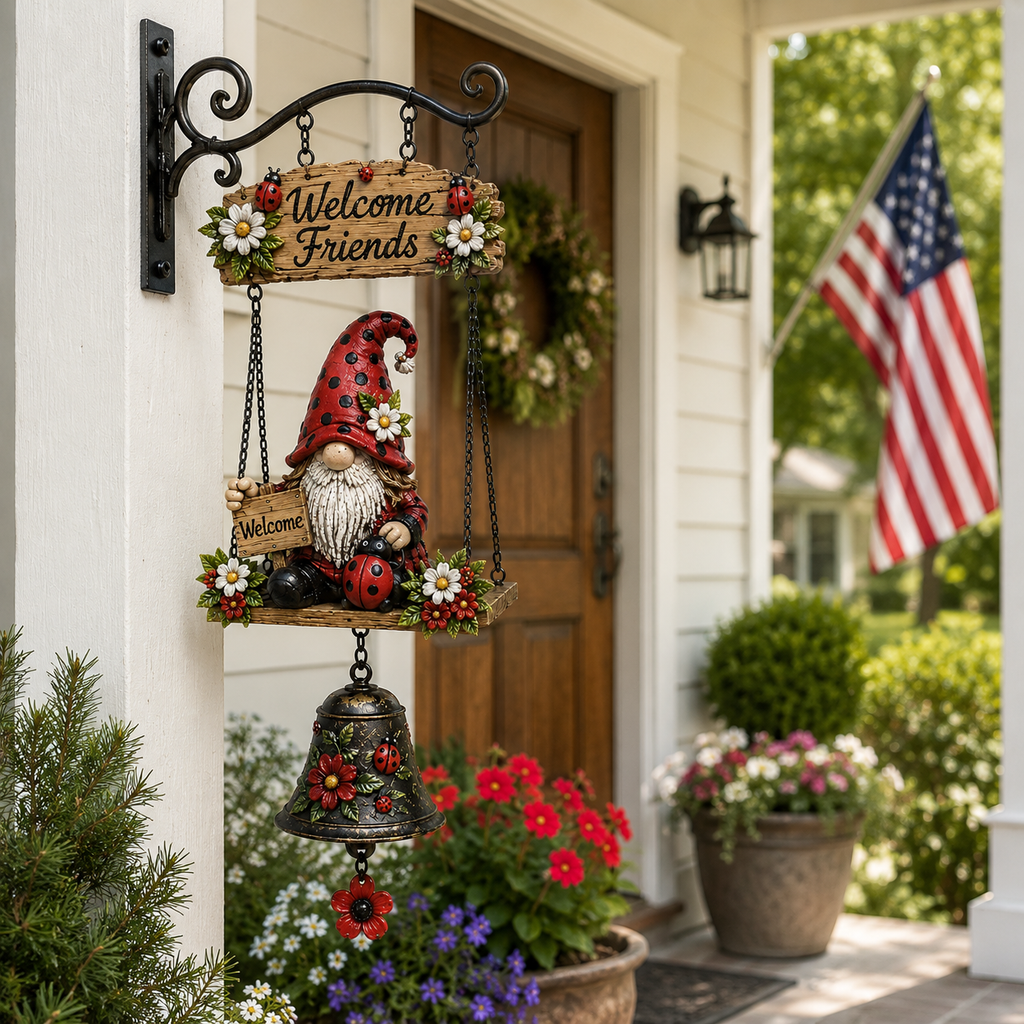 🔔🔥Hot Sale 50% OFF 🐞🔔 Rustic Garden Gnome Bell