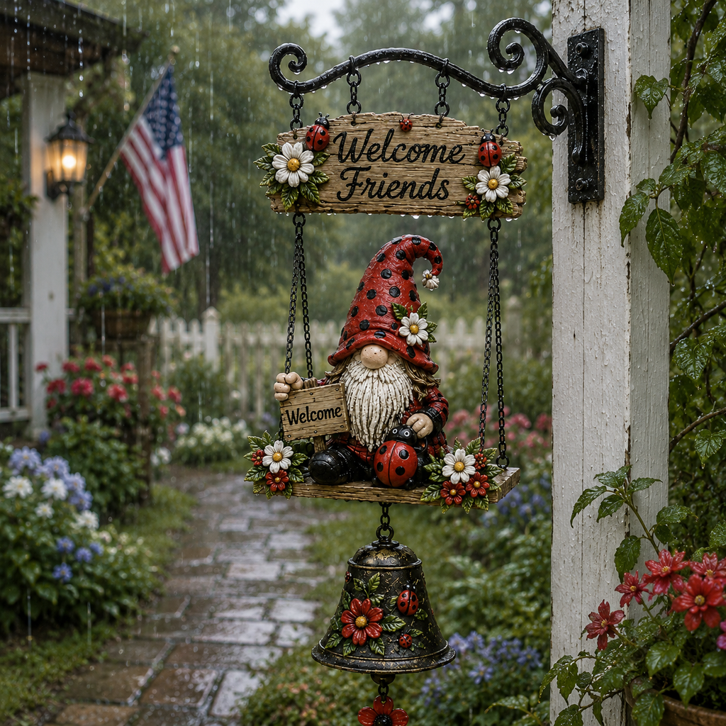 🔔🔥Hot Sale 50% OFF 🐞🔔 Rustic Garden Gnome Bell