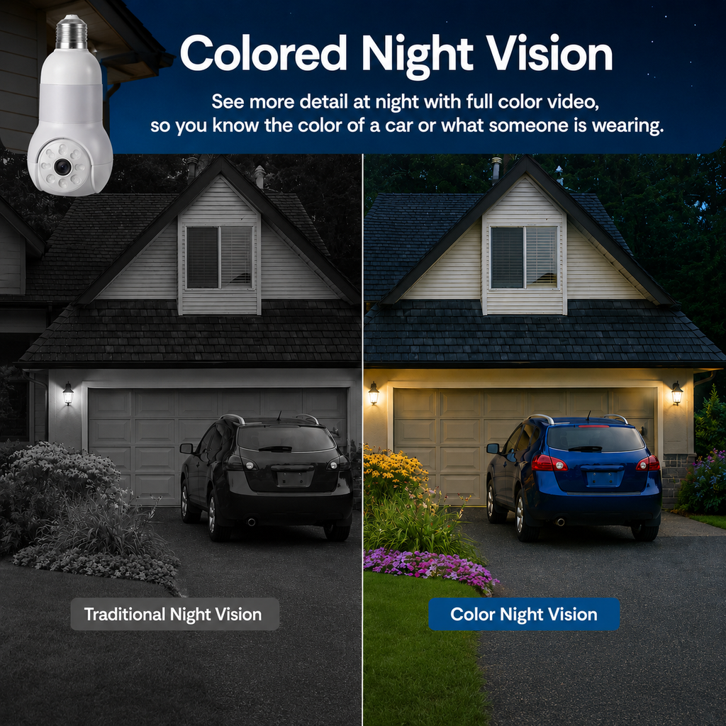 2K Light Bulb Security Camera | 360° WiFi Home Camera