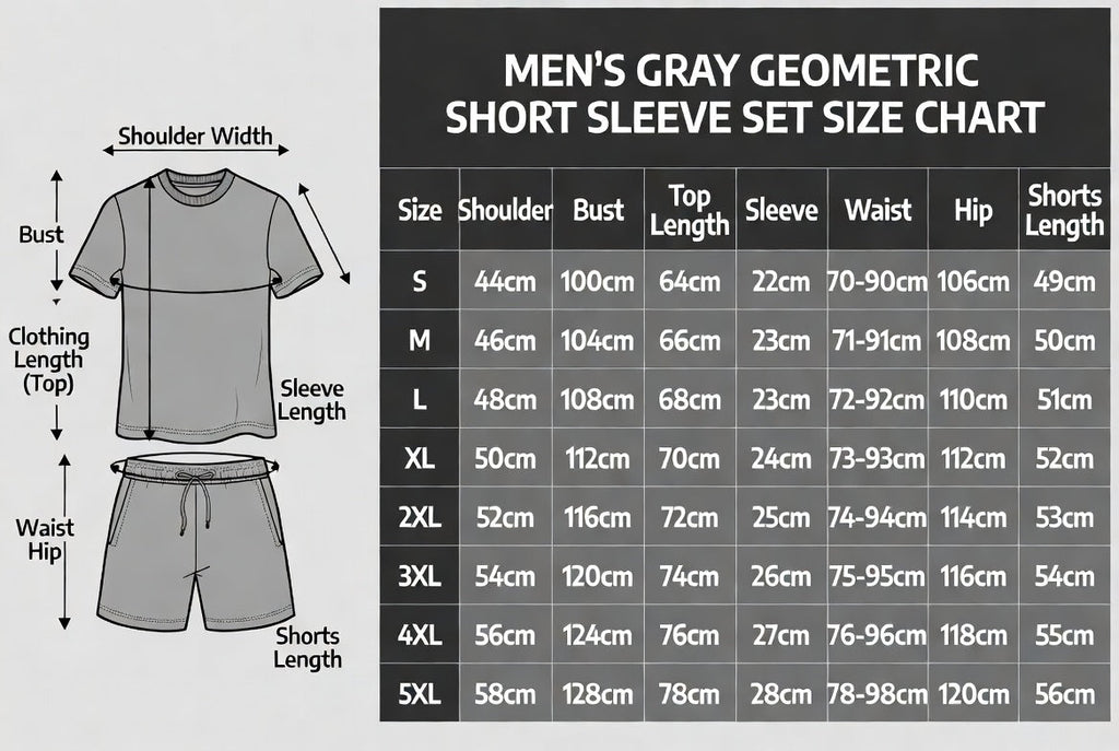 Men's geometric print short-sleeved T-shirt paired with drawstring shorts two-piece set