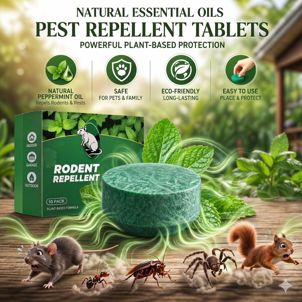 🟢 Natural Peppermint Rodent Repellent Tablets – 12 Pack