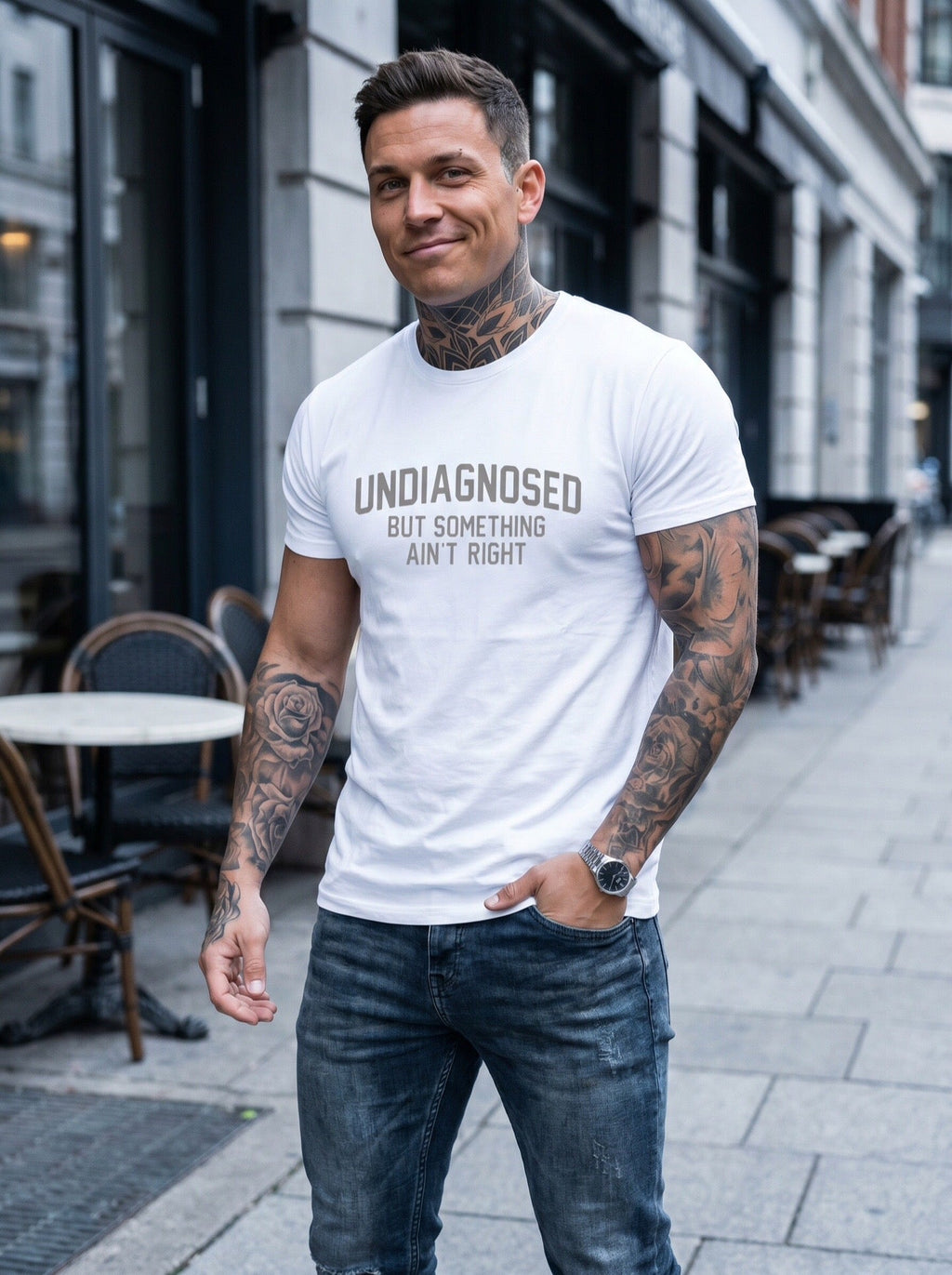 😂 Funny Slogan Graphic T-Shirt, Undiagnosed But Something Ain't Right Casual Short Sleeve Top