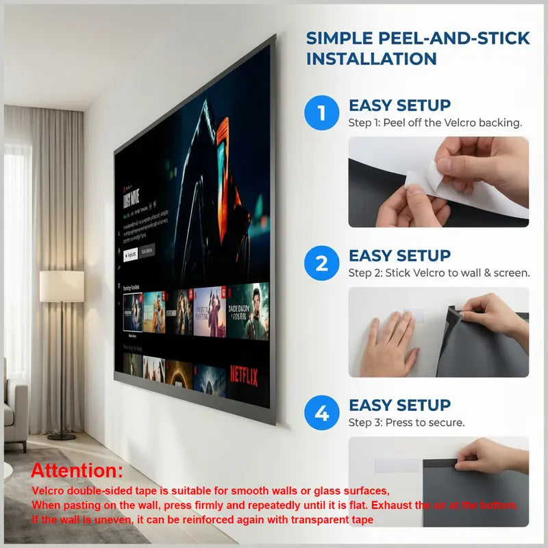120 Inch Projector Screen, 4K Metal Lightproof Foldable Portable Movie Screen 16:9 for Home Theater Party Office Classroom Outdoor Indoor, Easy Installation with Velcro HD Projector Screen