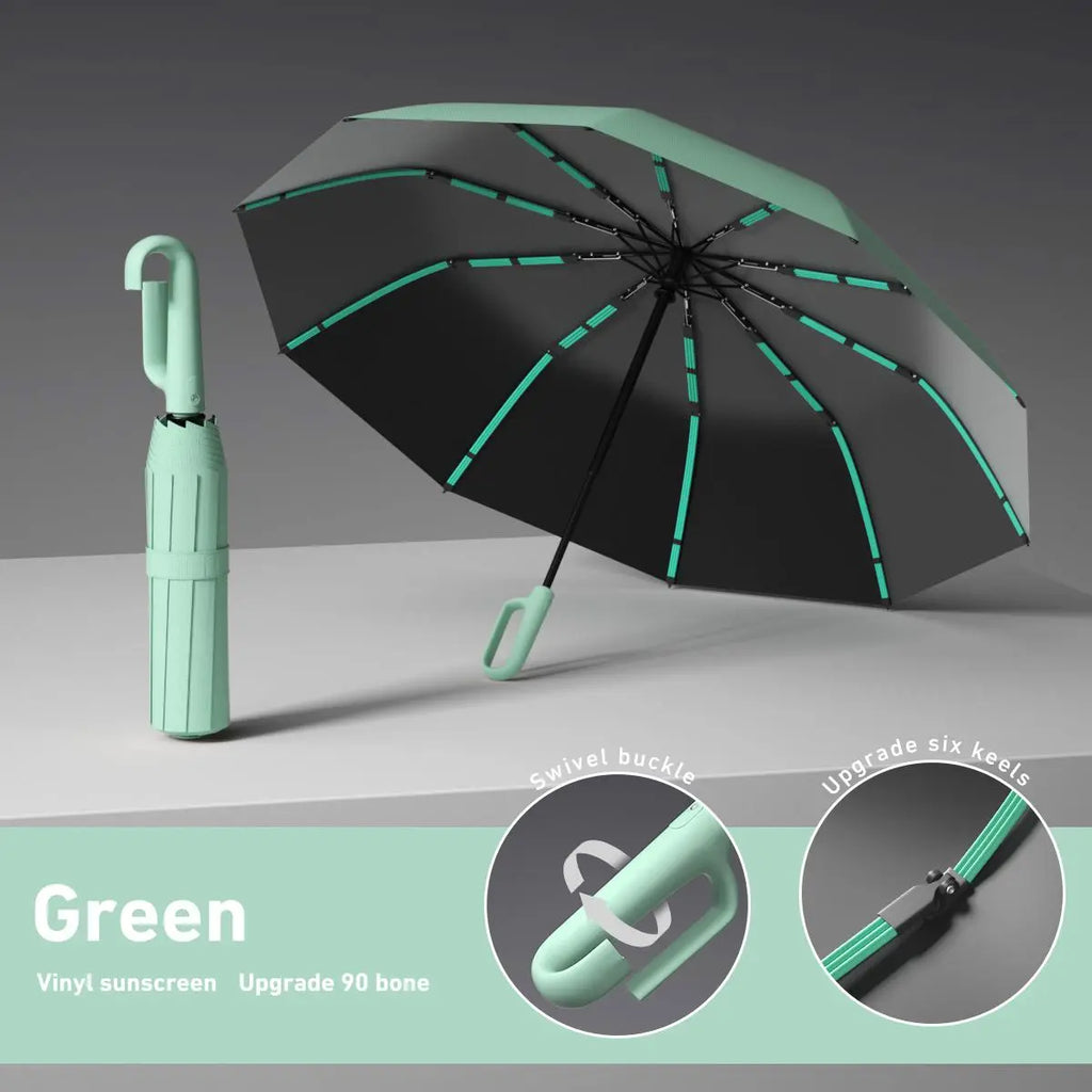 💧Automatic Folding Umbrella,Portable Rain Umbrella with Loop Buckle, Windproof & Waterproof Umbrella for Men & Women