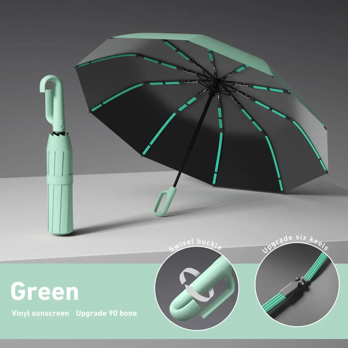 💧Automatic Folding Umbrella,Portable Rain Umbrella with Loop Buckle, Windproof & Waterproof Umbrella for Men & Women