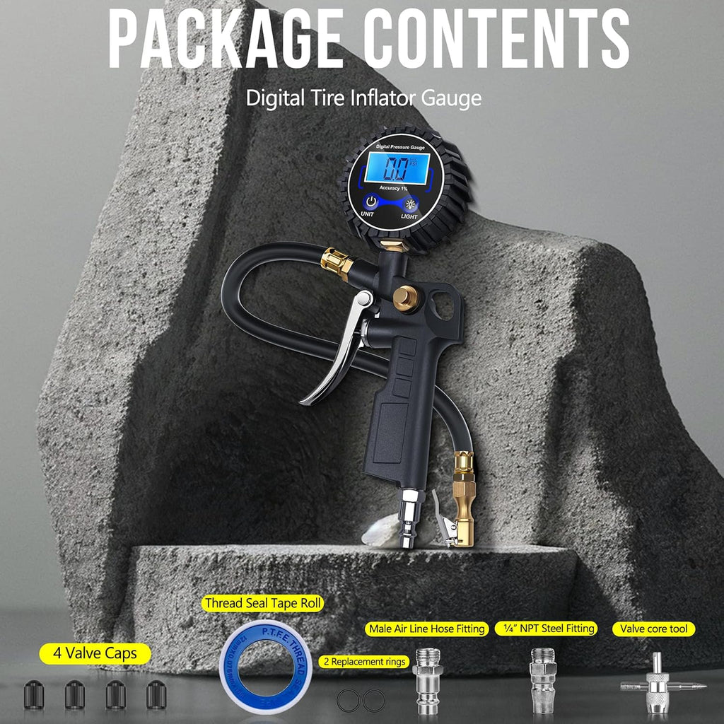 🔥LAST DAY 49% OFF - 🛠️🚗 High Precision Digital Tire Inflator Pressure Gauge | 3-in-1 Inflate Deflate Check Tire Tool
