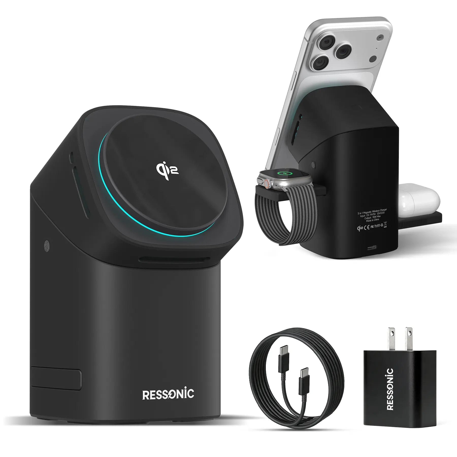 YWZ 3 in 1 Wireless Charger Fast Charging for iPhone