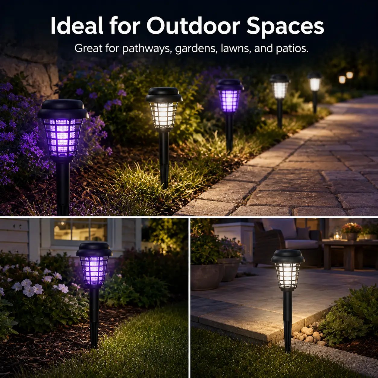 ☀️ 2-in-1 Solar Bug Zapper – UV Mosquito Killer + Soft Pathway Light, Auto Dusk-to-Dawn, IP65
