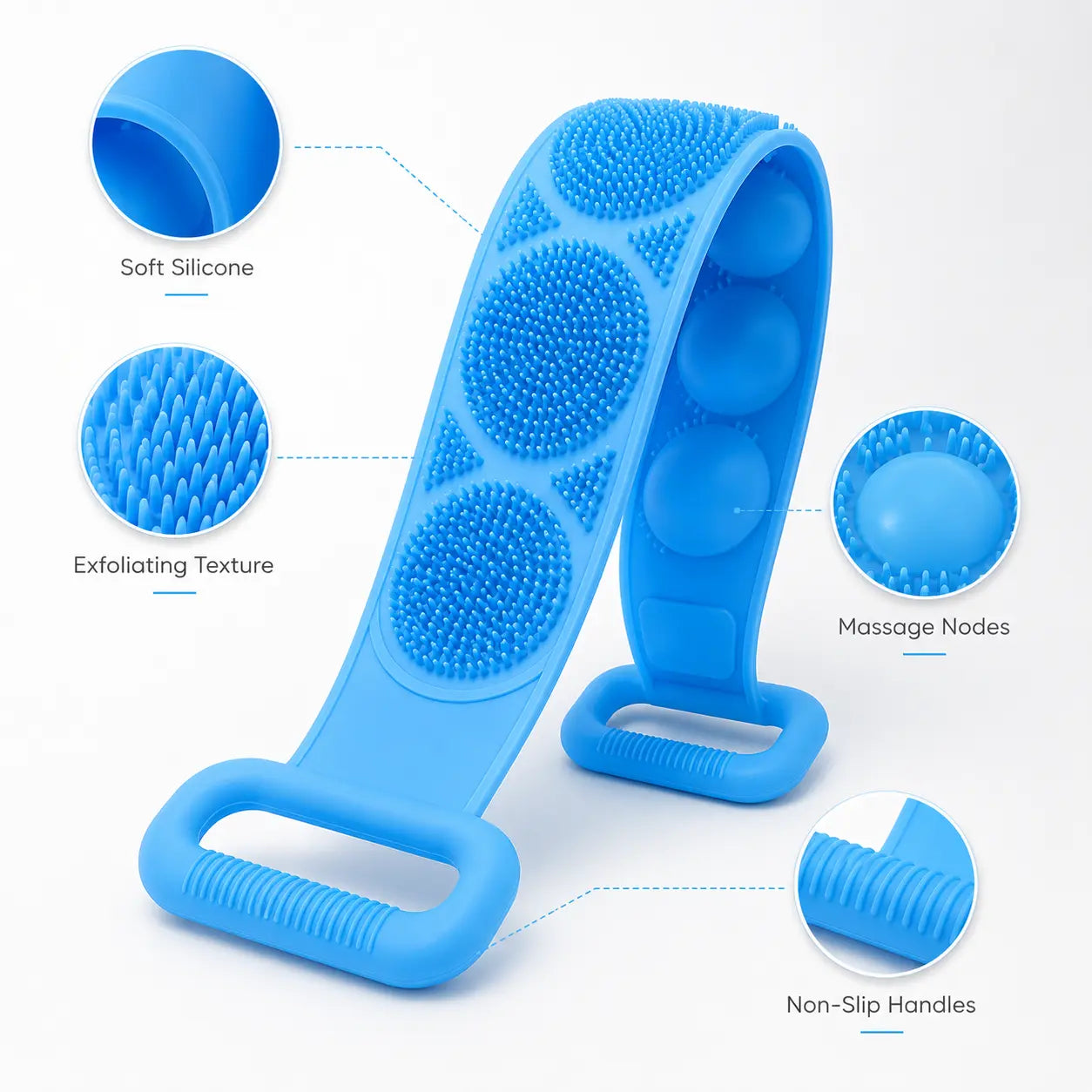 Silicone Bath Brush Double-Sided Exfoliating Back Scrubber