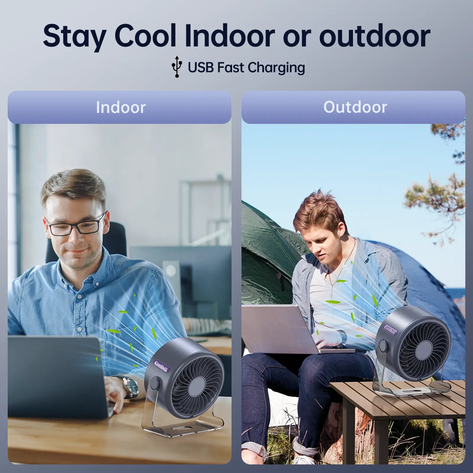 Coolhill Desktop Fan Turbo Table Fan Travel Vacation Essentials for Office 100-Speed Digital Display Low Noise Rechargeable Battery Dual Adjustment Modes Quiet Cooling Quiet Desk Fan Portable