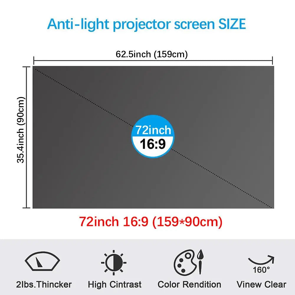 4K Anti-Ambient Light Projector Screen | Foldable Home Theater Screen