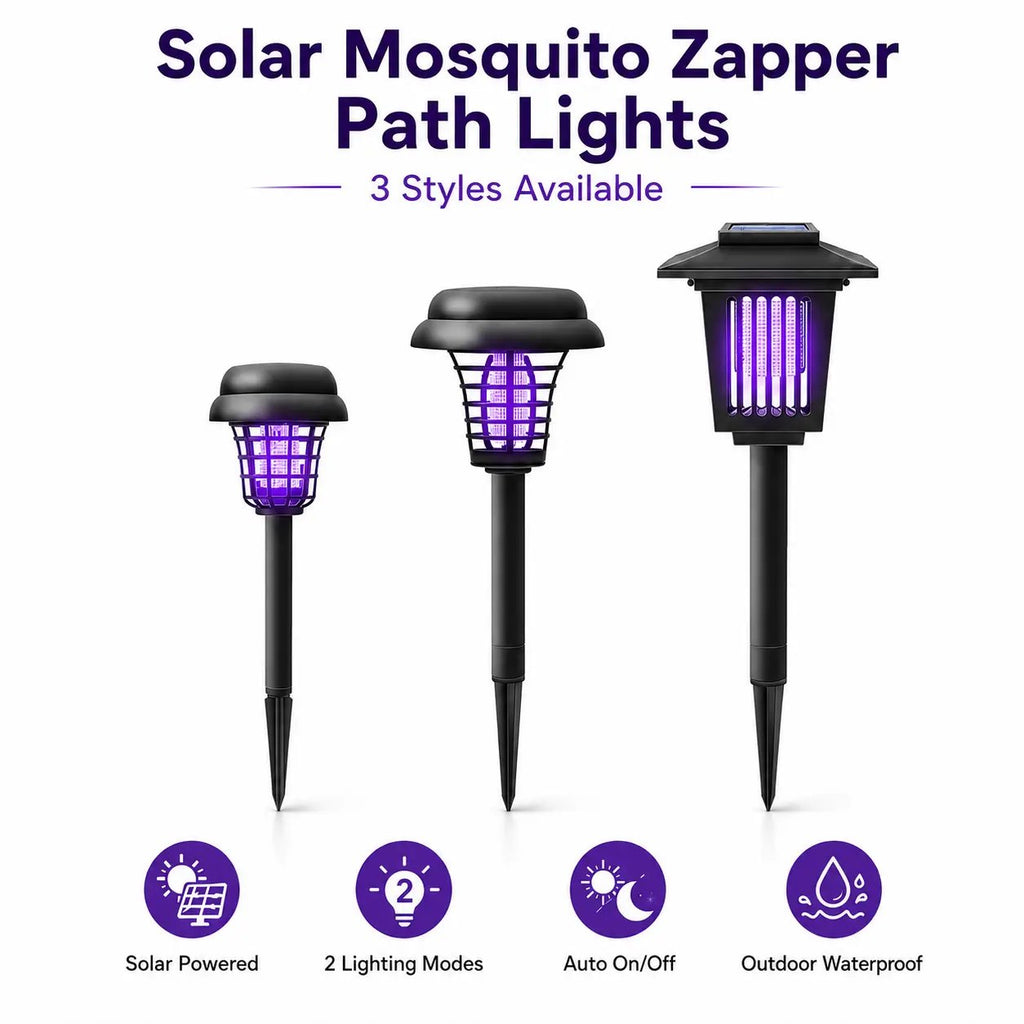 ☀️ 2-in-1 Solar Bug Zapper – UV Mosquito Killer + Soft Pathway Light, Auto Dusk-to-Dawn, IP65