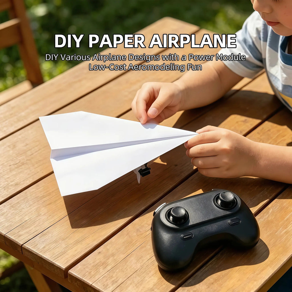 49%OFF RC Paper Airplane Kit with Gyro Stabilizer – DIY Electric Remote Control Plane with Dual Propellers, Lightweight Foldable Flying STEM Toy