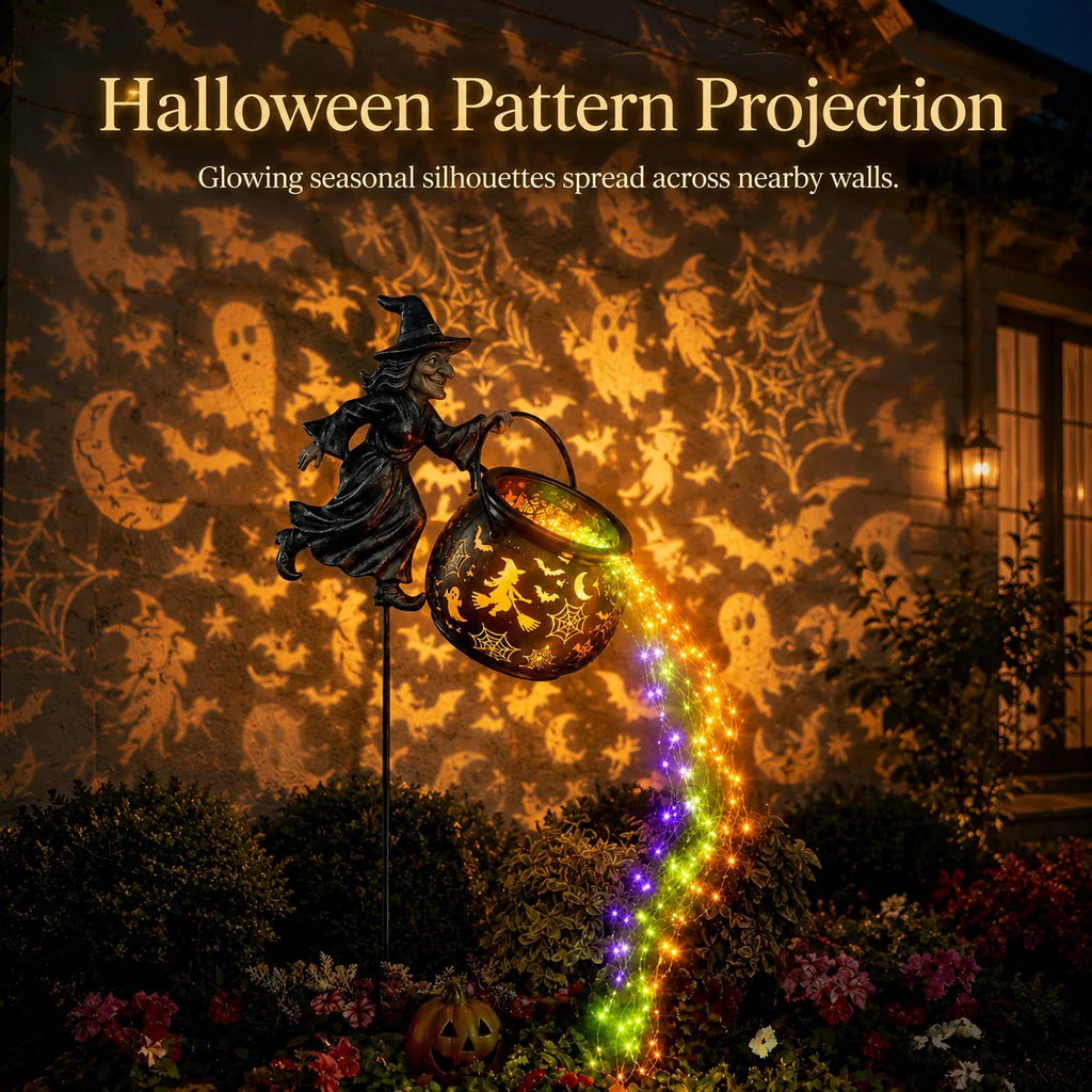 🧙‍♀️ Solar Witch Garden Stake Lights – Halloween Outdoor Decor with Magical Flowing LED Light | Waterproof Auto ON/Off Yard Decoration