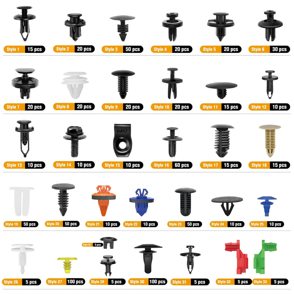 725-Piece Automotive Clip and Fastener Assortment Kit