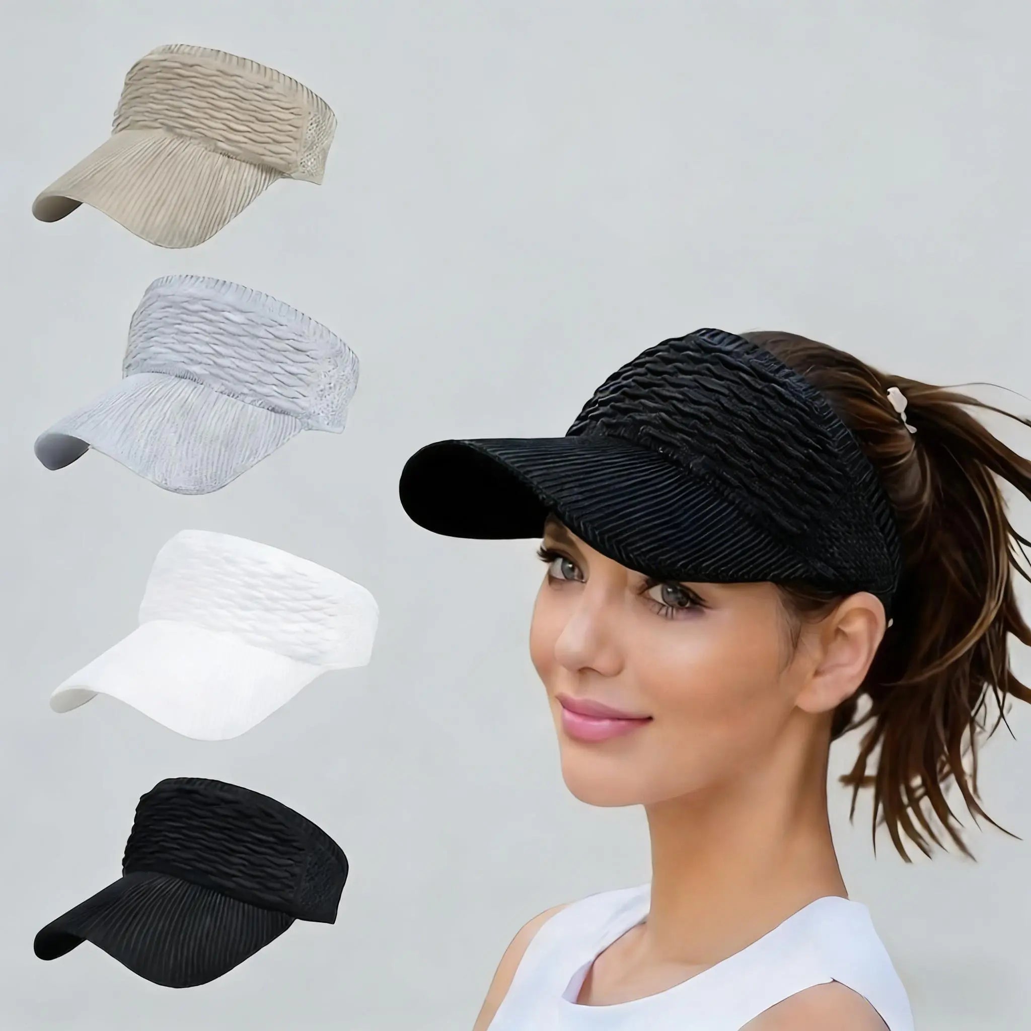 Women's High Ponytail Sun Visor Hat for Sun Protection