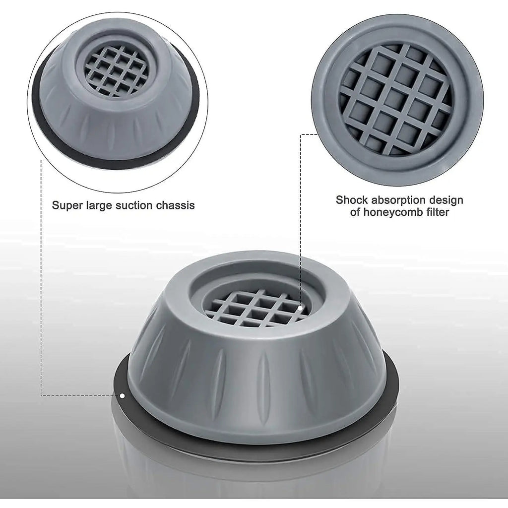 4-Piece Durable Compact Shock-Absorbing Pads for Large Home Appliances (Washing Machines, Dryers, Refrigerators) - Reduces Vibrations and Noise, Prevents Movement, Refrigerator Accessories