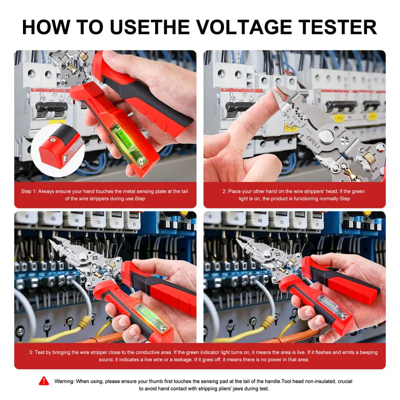 16-in-1 Wire Stripping Pliers, 2026 New Rechargeable Wire Strippers Tool with Voltage Tester&Alarms, Detectable 12-250V, Heavy-Duty Electrical Pliers&Wire Cutters