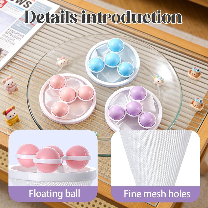 3 Pack Reusable Floating Washing Machine Hair Filter Bags - Pet Hair Lint Catcher
