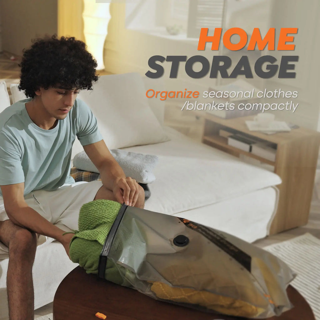 ☀️ Summer Vibes – X8 Cordless Vacuum Pump + 20 Bags, Rechargeable, Space Saver for Travel & Home