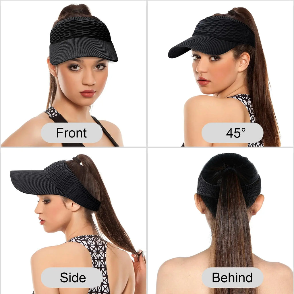 Women's High Ponytail Sun Visor Hat for Sun Protection