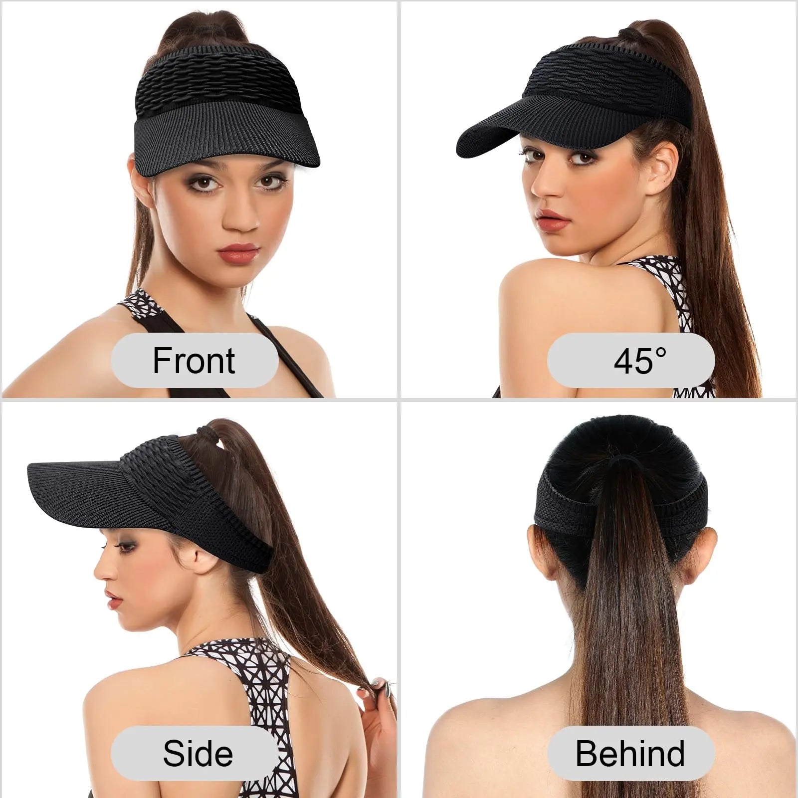 Women's High Ponytail Sun Visor Hat for Sun Protection
