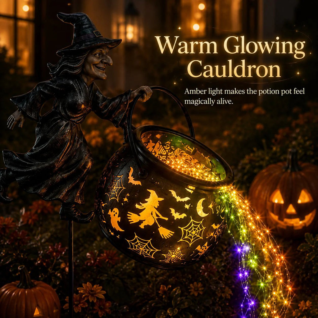 🧙‍♀️ Solar Witch Garden Stake Lights – Halloween Outdoor Decor with Magical Flowing LED Light | Waterproof Auto ON/Off Yard Decoration