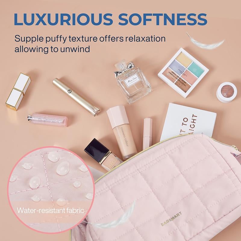 2026 NEW ARRIVAL🔥Puffy Padded Travel Cosmetic Organizer , Wide-Open Makeup Case for Toiletries, Accessories