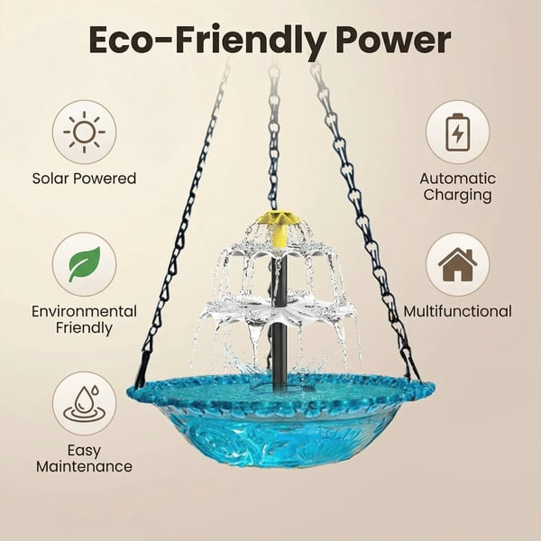 🐦49% Off--Solar Cascade Hanging Bird Bath Fountain