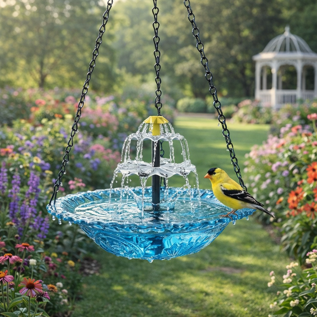 🐦49% Off--Solar Cascade Hanging Bird Bath Fountain