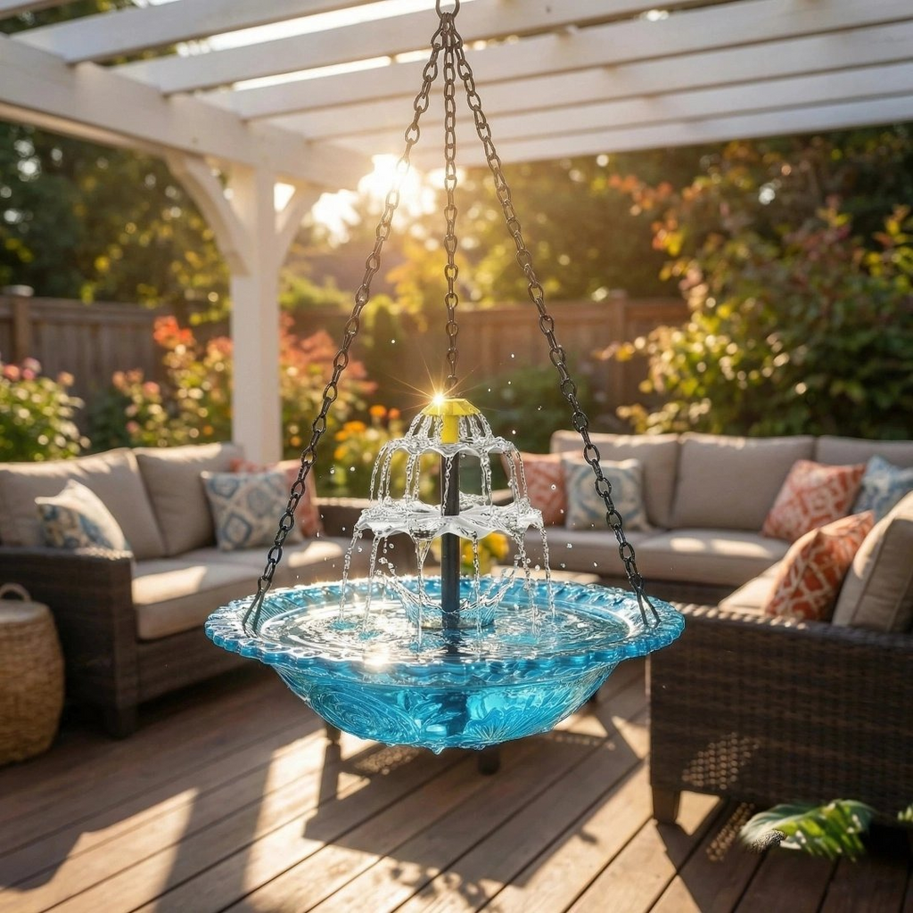 🐦49% Off--Solar Cascade Hanging Bird Bath Fountain