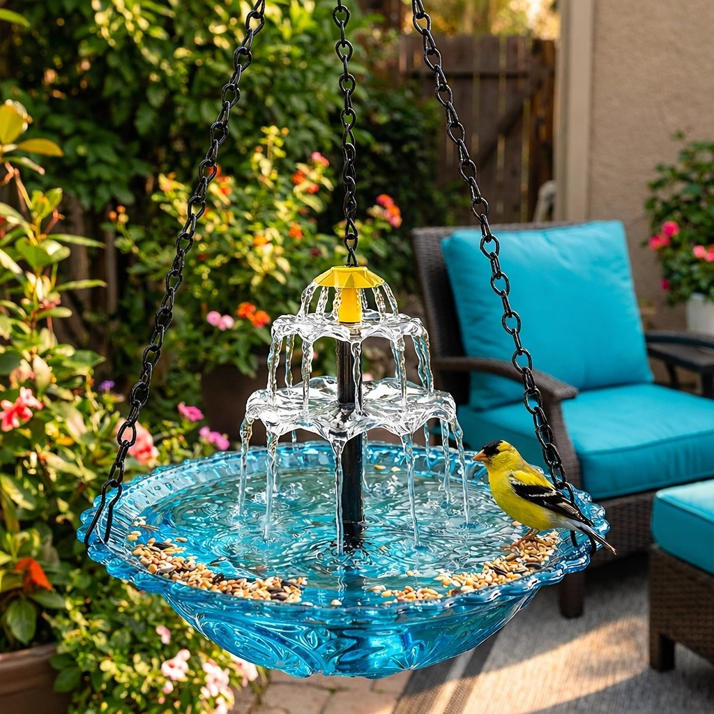 🐦49% Off--Solar Cascade Hanging Bird Bath Fountain