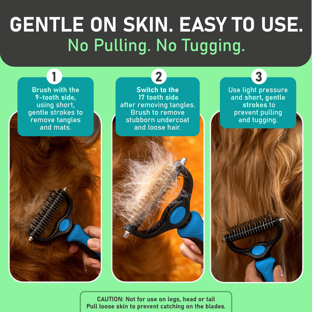 🐕Double-Sided Pet Grooming Rake – Dematting & Deshedding, Safe for All Coats